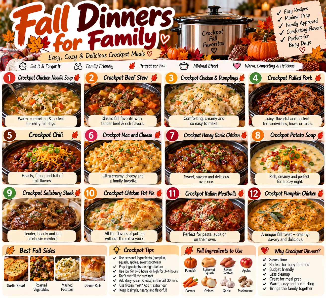 Fall Dinners for Family Crockpot: 12 Easy Slow-Cooker Meals