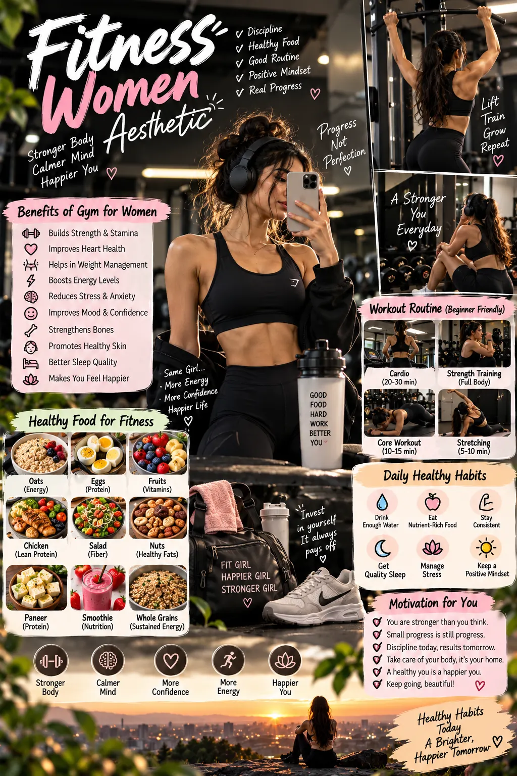 Fitness Woman Aesthetic Gym: Workout, Food & Habit Inspiration