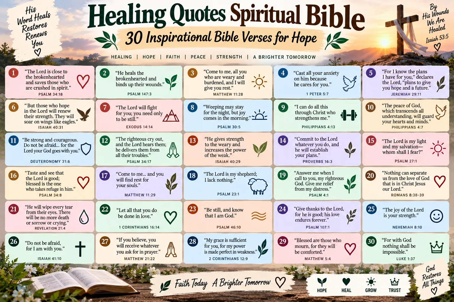 Healing Quotes Spiritual Bible: 30 Inspirational Bible Verses for Hope