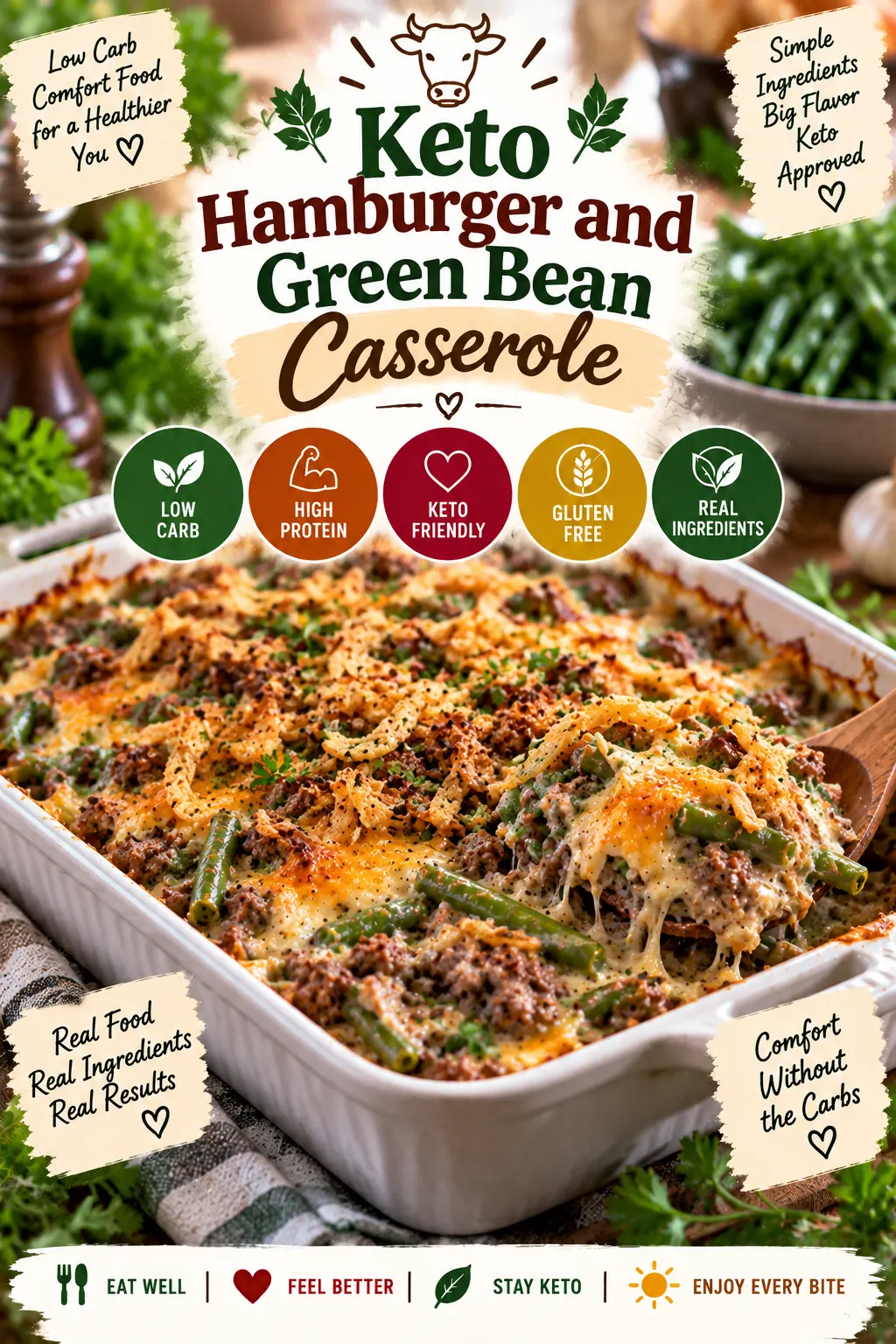 Keto Hamburger and Green Bean Casserole