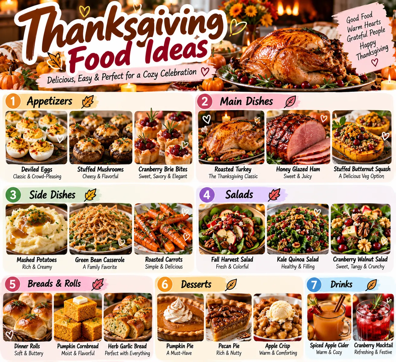 Thanksgiving Food Ideas: 25 Cozy Appetizers, Mains, Sides & Desserts