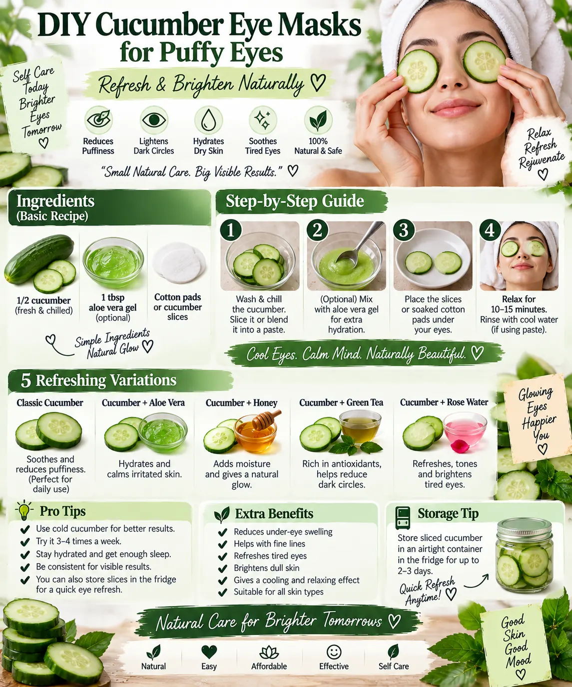 DIY Cucumber Eye Masks for Puffy Eyes | Refresh & Brighten Naturally