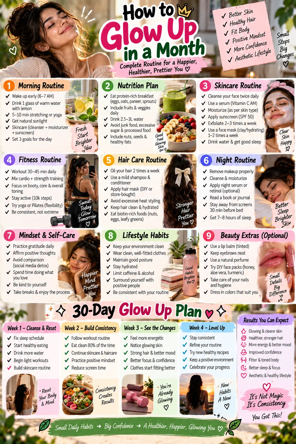 How to Glow Up in a Month Routine: A 30-Day Self-Care Plan